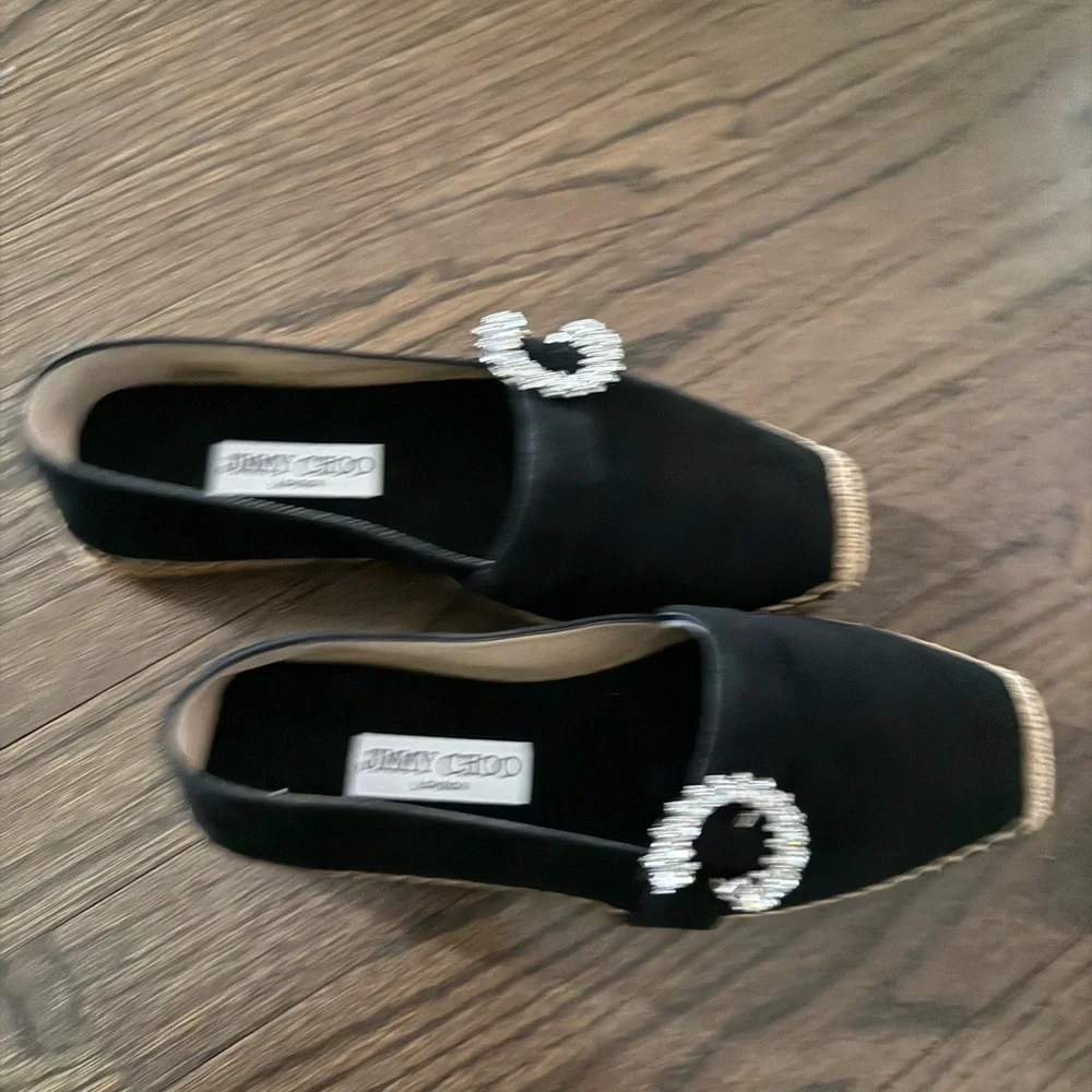 Jimmy Choo Black espadrilles with Crystal buckle - Picture 4 of 8